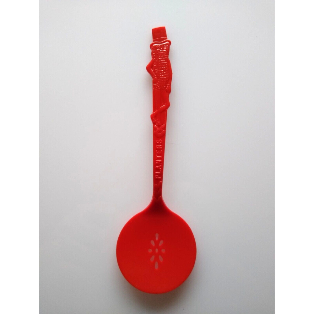 Mr Peanut Vintage Red Plastic Serving Spoon 1950s Planters Peanuts Kitchenware
